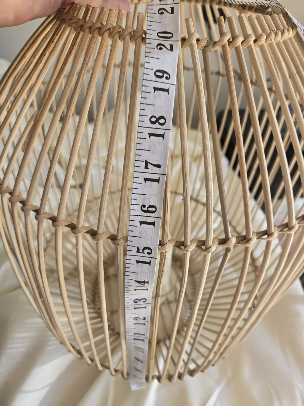 Natural Wicker Hanging Candle Holder Decor - Cream